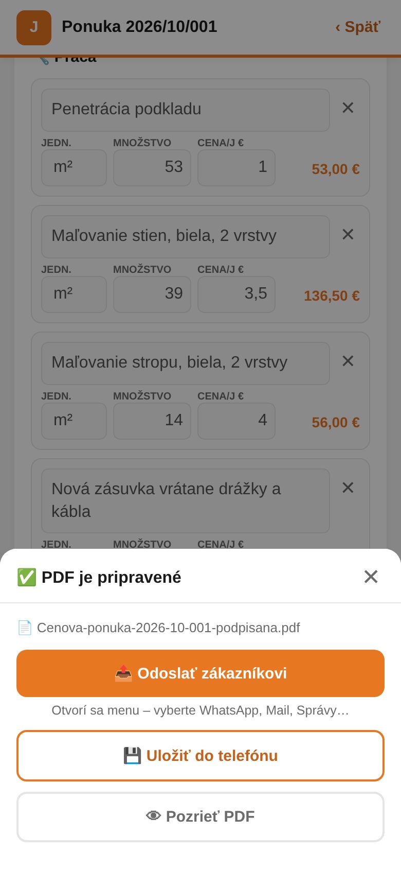 Odoslanie PDF zákazníkovi